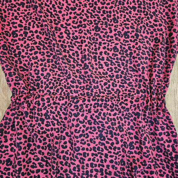 Joules Yasmine Dress Women’s US 10 Pink Leopard Button Front V-Neck Belted Midi - Picture 11 of 14